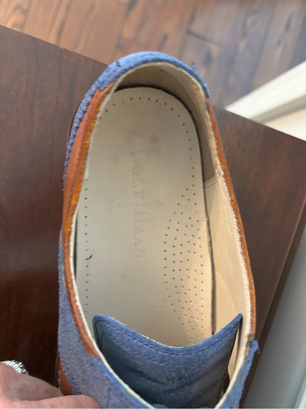 Cole Haan Two-Tone Brown Leather and Blue Suede Oxfords